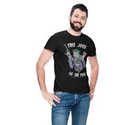 LEGEND ICON Officielle DC Batman T-Shirt pour Hommes The Joke IS ON You imprimé Coton tee Shirt - Coupe Classique Manches Courtes Col Rond - vêtements décontractés élégants,Black_L