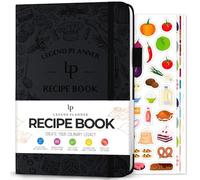 Legend - Libro de recetas familiar en blanco para escribir en tus propias recetas, diario de cocina vacío, cuaderno de cocina personalizado, tapa dura, A5, 58 recetas en total (negro)