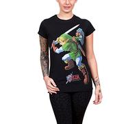 Legend of Zelda Nintendo Women's Link Ocarina of Time Print T-Shirt Camiseta, Negro, Medium para Mujer