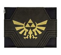 Legend of Zelda Textured Golden Triforce Billetera/Cartera Bi-Fold Tarjetero ID & Tarjetero, Negro