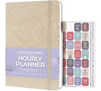 Legend Planner Agenda horaria - Organizador semanal y diario con ranuras horarias. Diario de citas para el trabajo, sin fecha, A5 (concha marina)
