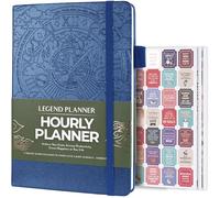Legend Planner Agenda horaria - Organizador semanal y diario con ranuras horarias. Diario de citas para el trabajo, sin fecha, A5 (azul)