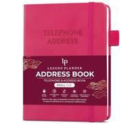 Legend Planner Libreta de direcciones con pestañas alfabéticas - Mini libreta de contactos telefónicos para números de teléfono, direcciones, contraseñas, pequeña (rosa intenso)