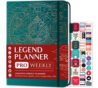 Legend Planner PRO - Agenda semanal y mensual de lujo para aumentar la productividad y alcanzar tus objetivos. Cuaderno organizador de gestión del tiempo, sin fecha, 18 x 25,5 cm, tapa dura +