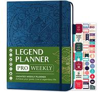 Legend Planner PRO - Agenda semanal y mensual de lujo para aumentar la productividad y alcanzar tus objetivos. Cuaderno organizador de gestión del tiempo, sin fecha, 18 x 25,5 cm, tapa dura +