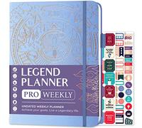 Legend Planner PRO - Agenda semanal y mensual de lujo para aumentar la productividad y alcanzar tus objetivos. Cuaderno organizador de gestión del tiempo, sin fecha, 18 x 25,5 cm, tapa dura +