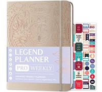 Legend Planner PRO - Agenda semanal y mensual sin fecha para objetivos y productividad. Cuaderno organizador de gestión del tiempo, 18 x 25,5 cm (concha marina)