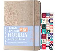 Legend Planner PRO Horario por hora, organizador semanal y diario con ranuras horarias, diario de citas para trabajo y personal, A4 (concha marina_