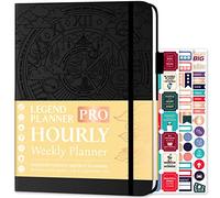 Legend Planner PRO Horario por hora, organizador semanal y diario con ranuras horarias, diario de citas para trabajo y personal, A4 (negro)