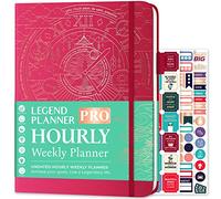 Legend Planner PRO Horario por hora, organizador semanal y diario con ranuras horarias, diario de citas para trabajo y personal, A4 (rosa intenso)