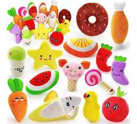 LEGEND SANDY Paquete de 14 Juguetes chirriantes para Perros, Lindos Juguetes de Peluche de Frutas y Verduras para Cachorros y Perros pequeños