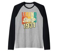 Legend Since 1931 Año De Nacimiento Cumpleaños Fiesta De Cumpleaños Camiseta Manga Raglan