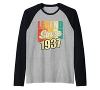 Legend Since 1937 Año De Nacimiento Cumpleaños Fiesta De Cumpleaños Camiseta Manga Raglan