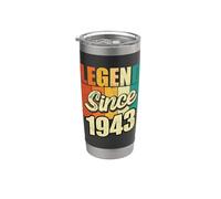 Legend Since 1943 Año De Nacimiento Cumpleaños Fiesta De Cumpleaños Vaso térmico de acero inoxidable de doble pared