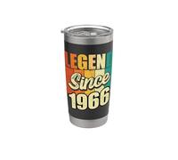 Legend Since 1966 Año De Nacimiento Cumpleaños Fiesta De Cumpleaños Vaso térmico de acero inoxidable de doble pared