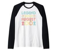 Legend Since August 2002 Vintage 24 Years Old 24th Birthday Camiseta Manga Raglan