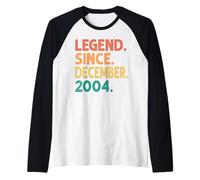 Legend Since December 2004 21st Birthday Retro 21 Years Old Camiseta Manga Raglan