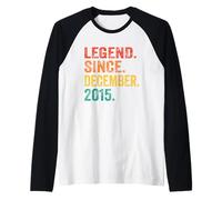 Legend Since December 2015 Retro 11 Years Old 11th Birthday Camiseta Manga Raglan