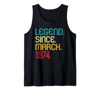 Legend Since March 1974 Vintage March 1974 Retro Men Women Camiseta sin Mangas