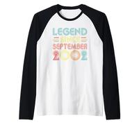 Legend Since September 2002 24th Birthday Retro 24 Years Old Camiseta Manga Raglan