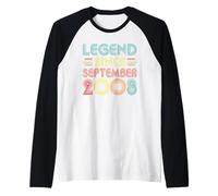 Legend Since September 2008 18th Birthday Retro 18 Years Old Camiseta Manga Raglan
