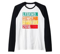 Legend Since September 2018 7th Birthday Gifts 7 Years Old Camiseta Manga Raglan
