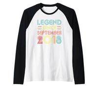 Legend Since September 2018 8th Birthday Retro 8 Years Old Camiseta Manga Raglan