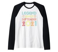 Legend Since September 2021 5th Birthday Retro 5 Years Old Camiseta Manga Raglan
