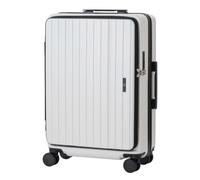 LEGEND WALKER LW 5524 Hardshell Expansión frontal de apertura frontal, puerto USB, portavasos, equipaje giratorio, Blanco, 60,96 cm, Equipaje expandible central rígido con ruedas giratorias