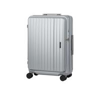 LEGEND WALKER LW 5524 Hardshell Expansión frontal de apertura frontal, puerto USB, portavasos, equipaje giratorio, plateado, 66,04 cm, Equipaje expandible central rígido con ruedas giratorias