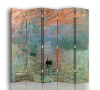 Legendarte - Biombo Impresión. Sol Naciente - Claude Monet - Separador de Ambientes para Interiores cm. 180x170 (5 x)