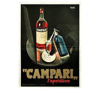 Legendarte - Cartel Publicitario Vintage Campari - Cuadro Lienzo, Impresión Digitalcm. 50x70