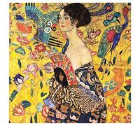 Legendarte - Cuadro Lienzo, Impresión Digital - Dama Con Abanico - Gustav Klimt - Decoración Pared cm. 50x50