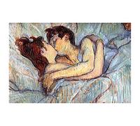 Legendarte - Cuadro Lienzo, Impresión Digital - En La Cama: El Beso - Henri de Toulouse-Lautrec - Decoración Pared cm. 60x90