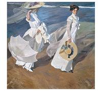 Legendarte - Cuadro Lienzo, Impresión Digital - Paseo Por La Playa - Joaquín Sorolla - Decoración Pared cm. 50x50