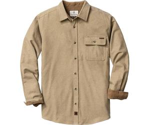 Legendary Whitetails Camisa Informal de Franela Buck Camp, de Manga Larga, con Botones, a Cuadros, con puños de Pana, Arena Jaspeado, Medium