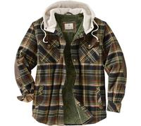 Legendary Whitetails Camp Night Berber Lined Hooded Flannel Shirt Jacket Chaqueta, Tela Escocesa Resistente, L para Hombre