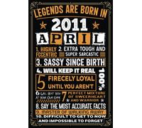 Legends are born in April 2011: Notebook - Journal | 12 nd Birthday Gift for Men Women Girls Boys Personalized 2011 Birthday