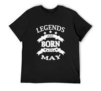 Legends Are Born in May Unisex 100% Cotton Short-Sleeve T-Shirts Black XXXL