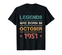 Legends Are Born in October 1951 Retro Regalo de Cumpleaños Camiseta