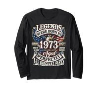 Legends Born In 1973 Vintage Patriotic Eagle 53rd Birthday Manga Larga