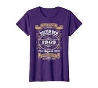 Legends were Born in December 1969 Regalo de cumpleaños Camiseta, Mujer, Morado, 3XL