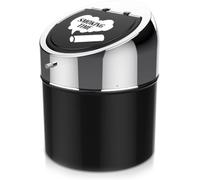 LegendTech Cenicero, Ceniceros de Coche Acero Inoxidable Cenicero Puerta de Fresno Desmontable Inoxidable a Prueba de Fuego Limpieza Facil Plata Negra