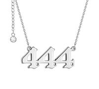 LEGENSTAR Collar con números de ángel 111 222 333 444 555 666 777 888 999, collar de ángel de acero inoxidable con extremo de diamante simulado, collares de cadena extra para mujer, Acero inoxidable,
