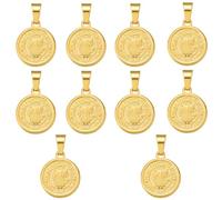 LEGENTLISUR 10 dijes cristianos para hacer joyas, dijes redondos religiosos para pulseras, collares, aretes, llaveros, suministros de bricolaje, 18x15x1.5mm, Metal, Sin piedra preciosa