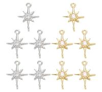 LEGENTLISUR 10 dijes de conector de estrella para hacer joyas, eslabones de circonita cúbica, colgantes para manualidades, pendientes, collares, pulseras, llaveros