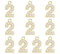 LEGENTLISUR 10 dijes de números de perlas para hacer joyas, colgantes de aleación a granel para pulseras, collares, pendientes, joyas, llaveros, manualidades, bricolaje, 17.5x10x3.5mm, Aleación