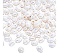 LEGENTLISUR - 100 cuentas de perlas de agua dulce para hacer joyería, cuentas naturales cultivadas de perlas blancas sueltas para pulseras, collares, pendientes, suministros para manualidades DIY (5