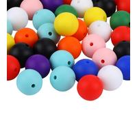 LEGENTLISUR 100 cuentas de silicona de 15 mm para hacer llaveros, cuentas redondas focales para bolígrafos, manualidades, joyas, suministros de manualidades (arco iris)