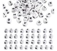 LEGENTLISUR 108 cuentas de silicona con números de letras de 12 mm, cuentas sueltas del alfabeto para pulseras de amistad, palabras, llaveros, joyas, manualidades, proyectos de bricolaje (blanco)